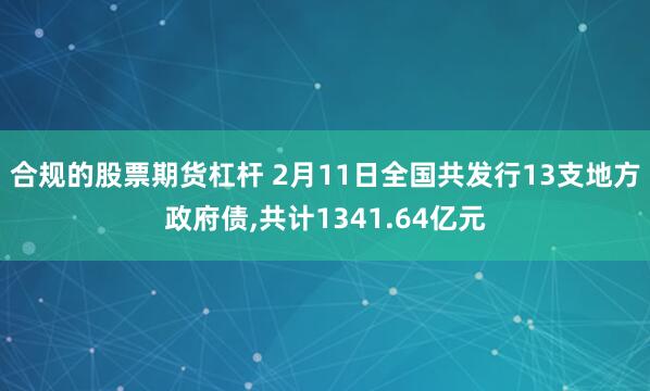 合规的股票期货杠杆 2月11日全国共发行13支地方政府债,共计1341.64亿元