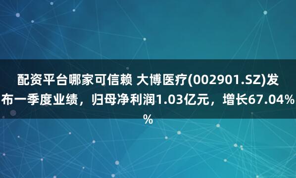配资平台哪家可信赖 大博医疗(002901.SZ)发布一季度业绩，归母净利润1.03亿元，增长67.04%