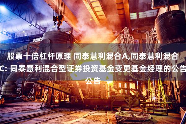 股票十倍杠杆原理 同泰慧利混合A,同泰慧利混合C: 同泰慧利混合型证券投资基金变更基金经理的公告